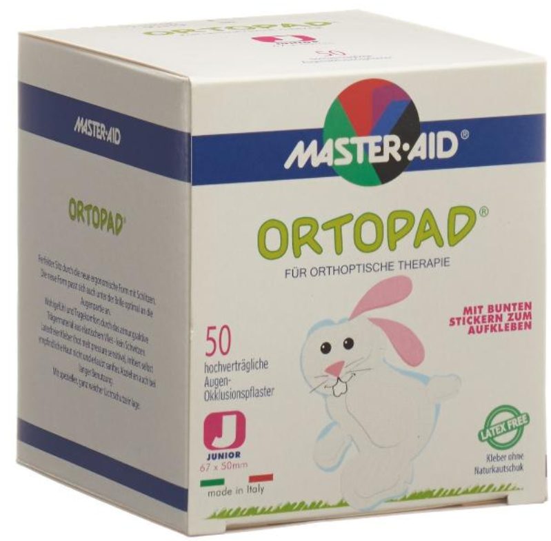 ORTOPAD Happy Occlusionspflaster Junior weiß -2J. 67x50 mm (50 Stk)