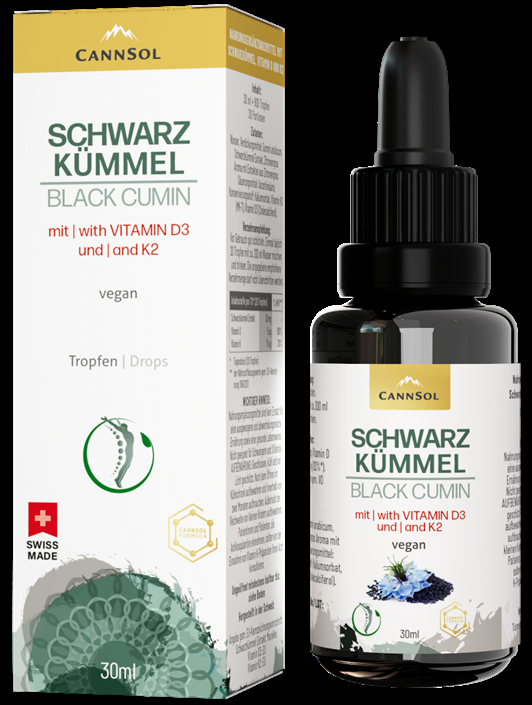 CANNSOL Schwarzkümmel mit Vitamin D3 und K2 Tropfen (30ml)