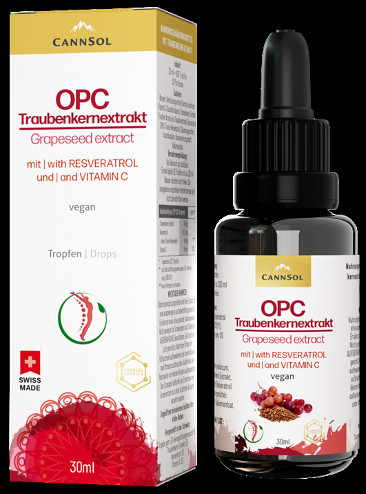 CANNSOL OPC Traubenkernextrakt mit Resveratrol und Vitamin C Tropfen (30ml)