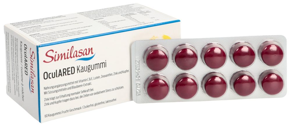 Similasan OculARED Kaugummi mit Fruchtgeschmack, Vitamine für die Augen (60 Stk)