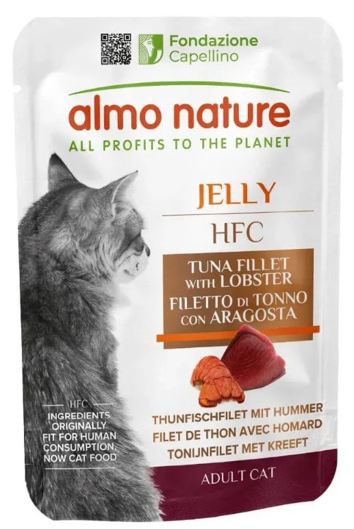 Almo Nature HFC Jelly Thunfischfilet mit Hummer, Nassfutter für Katzen (55g)