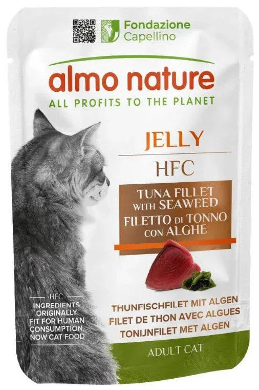 Almo Nature HFC Jelly Thunfischfilet mit Algen, Nassfutter für Katzen (55g)