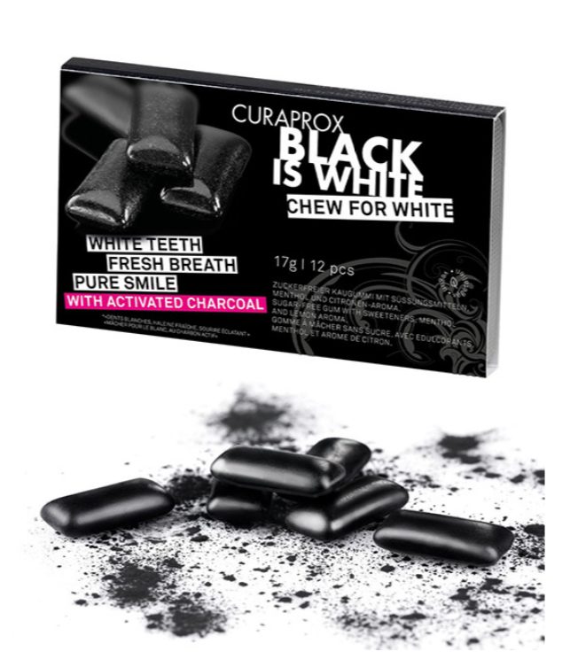 CURAPROX Black is White Kaugummi Blist 12 Stk