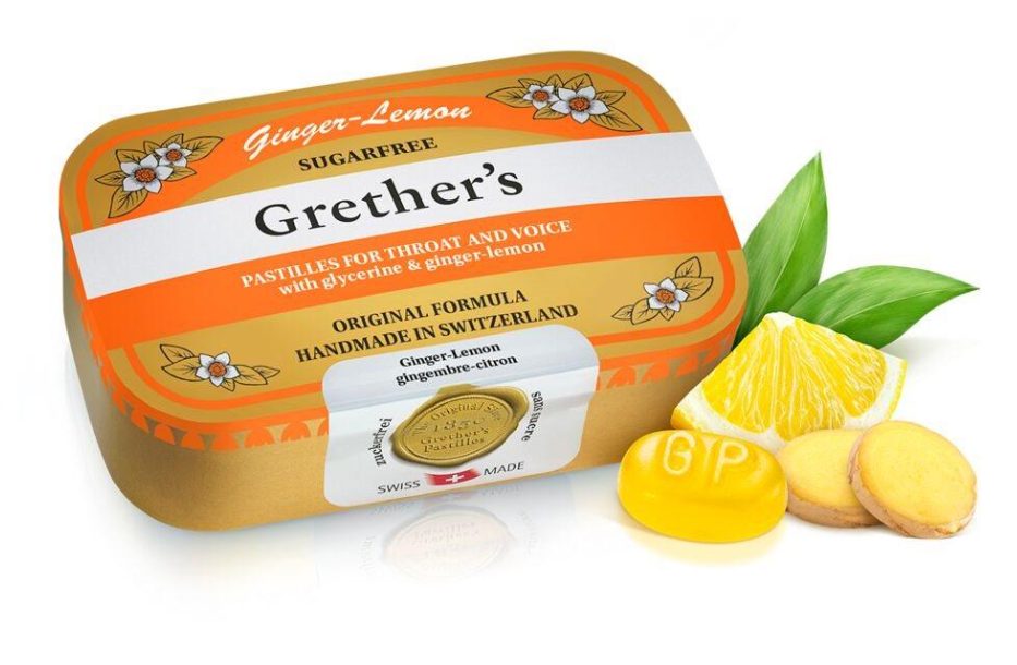 Grether's Ingwer-Zitrone Pastillen, zuckerfrei (110g)