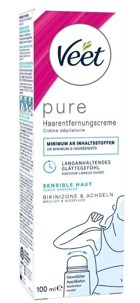 Veet - Pure Haarentfernungscreme für Bikinizone & Achseln für sensible Haut mit Aloe Vera - 100ml