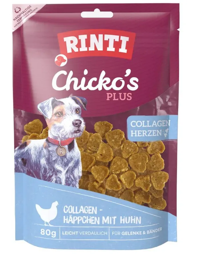 Rinti Chicko's Plus Collagen Hearts Hundesnack (80g)