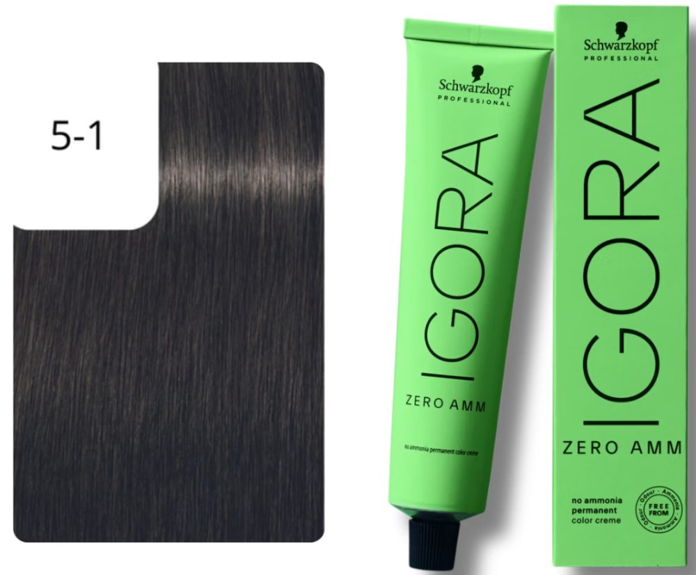 Schwarzkopf Professional Igora Zero Amm 5-1 Light Brown Cendré 60ml