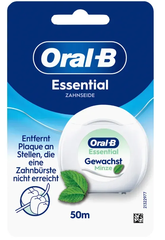 Oral-B - Essentialfloss Zahnseide Minze, Essentialfloss mint gewachst, 50m