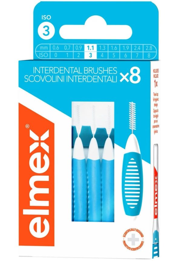 elmex Interdentalbürsten Blau Grösse 3, 0,6 mm, 8 Stück, Zahnzwischenraumbürste