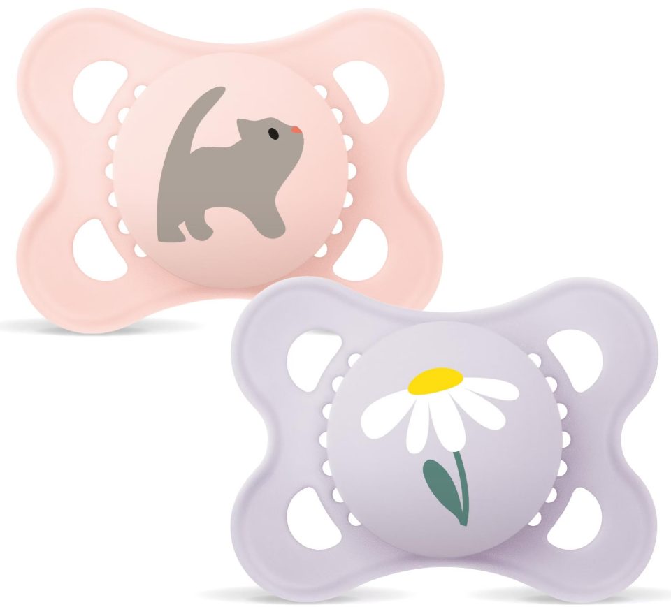MAM Original Nuggi Silikon, 0-6 Monate, pink/lila (2 Stk)