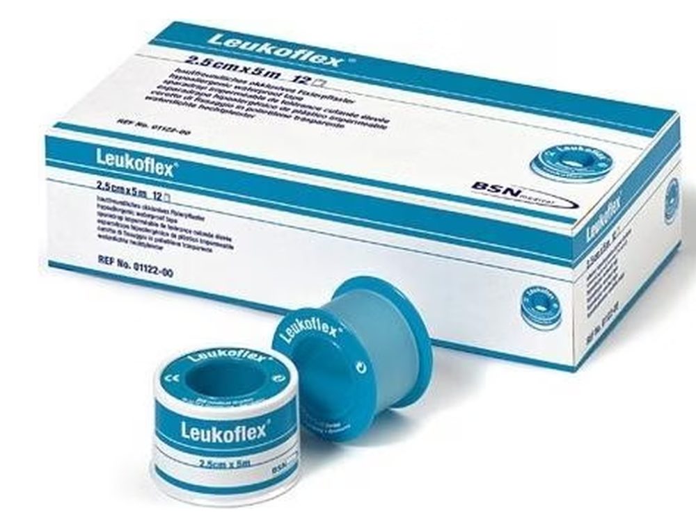 Leukoflex hautfreundliches oklusives Fixierpflaster 5mx2.5cm (12 Stück)
