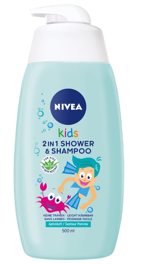 NIVEA Kids 2in1 Shower & Shampoo Apfelduft (500ml)