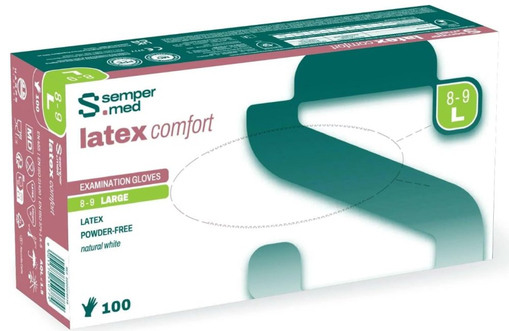 sempermed Latex Comfort Untersuchungshandschuhe, Grösse L, steril, Handumfang 20-23cm (100 Stk)