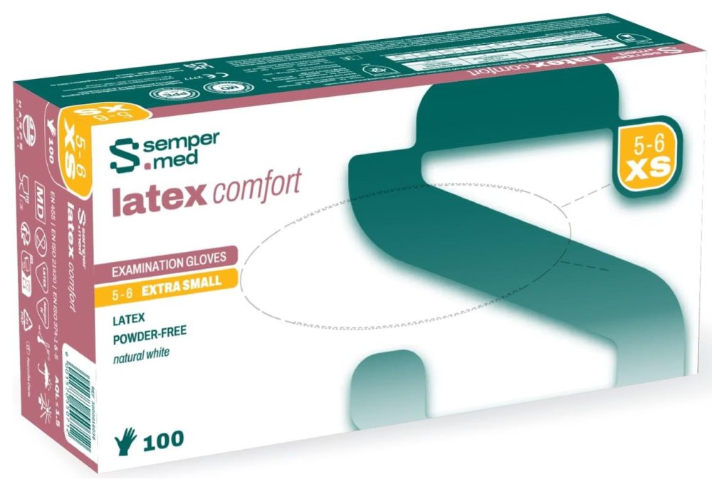 sempermed Latex Comfort Untersuchungshandschuhe, Grösse XS, steril, Handumfang 13-15cm (100 Stk)