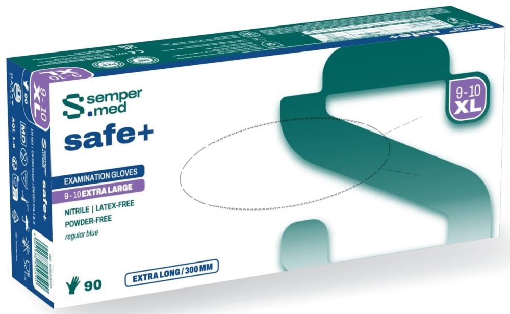 sempermed safe+ Nitril-Untersuchungshandschuh, Grösse XL, steril, Handumfang 23-25cm (100 Stk)
