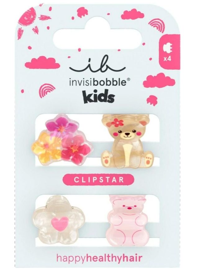 Invisibobble Haarklammer Kids Clipstar Bearly Bloomed (4 Stk)