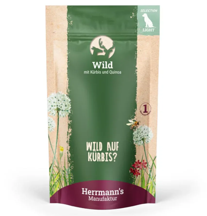 Herrmann's Wild mit Kürbis und Quinoa, Nassfutter für Hunde (150g)