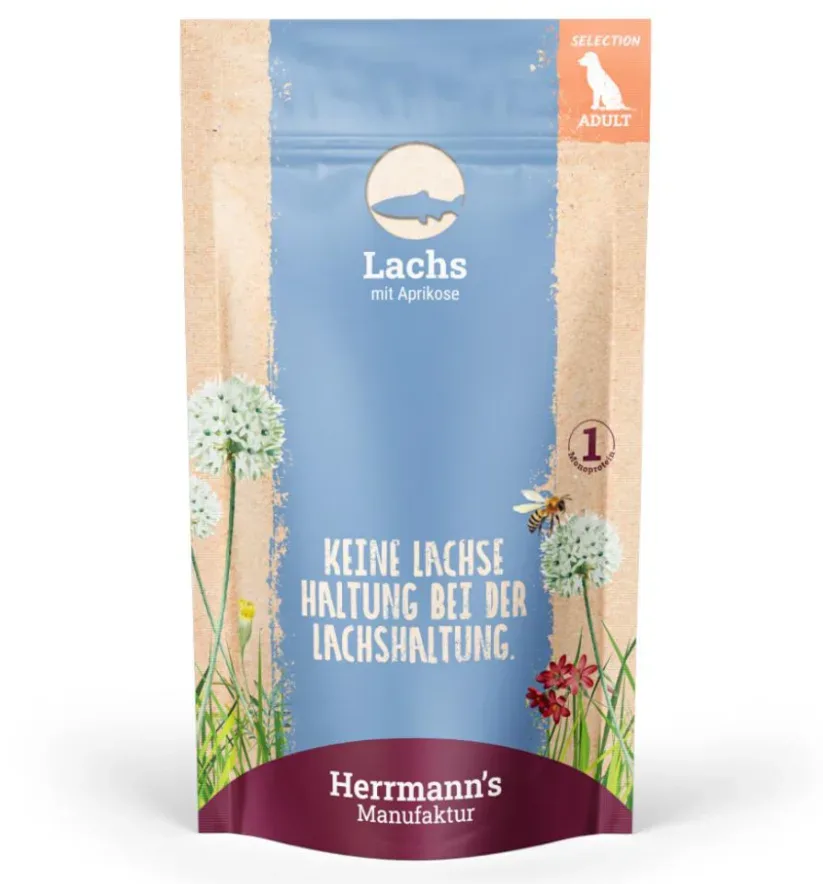 Herrmann's Lachs mit Aprikose, Nassfutter für Hunde (150g)