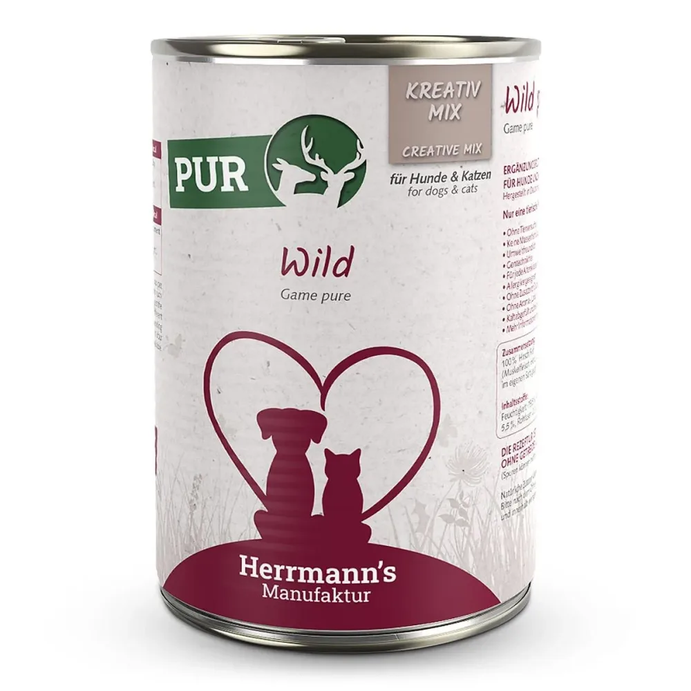 Herrmann's Reinfleisch Bio-Wild, Nassfutter für Hunde (400g)