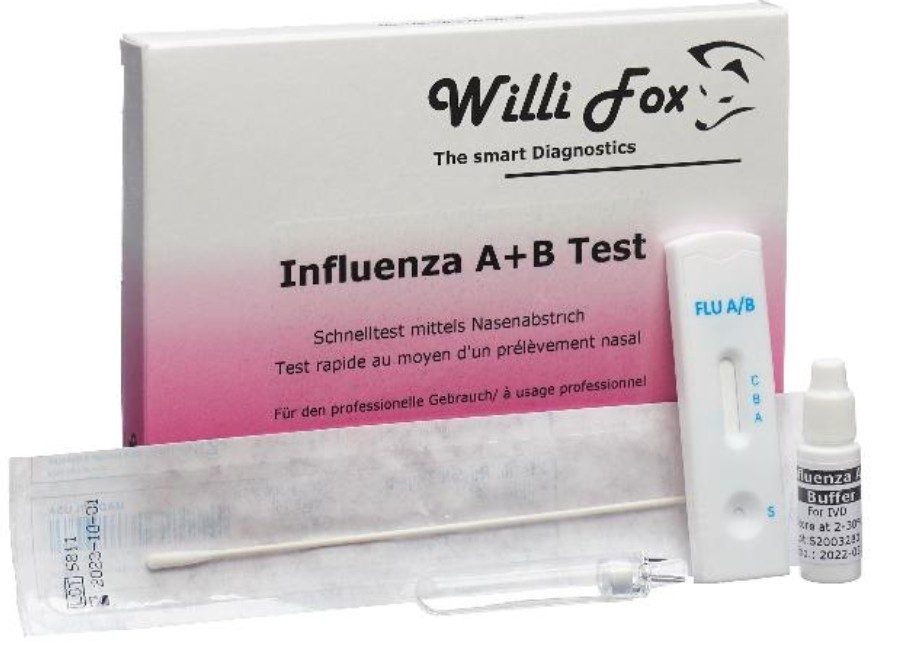 Willi Fox Influenza A+B Test für die häufigsten Grippenvieren (5 Stk)