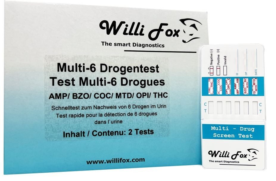 Willi Fox Forensischer Multi-6 Drogentest Urin (2 Stk)