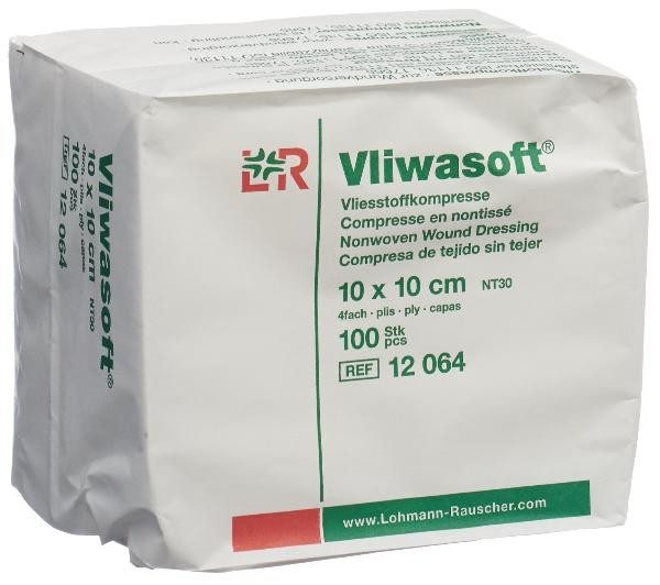 Vliwasoft Vliesstoffkompressen 10x10cm 4-lagig (100 Stück)