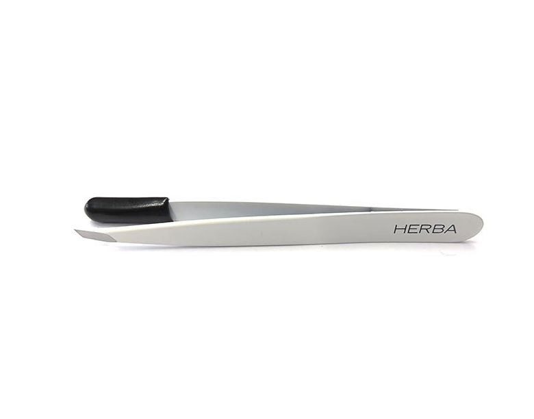 Herba.Pinzette schr&auml;g, Inox, weiss
