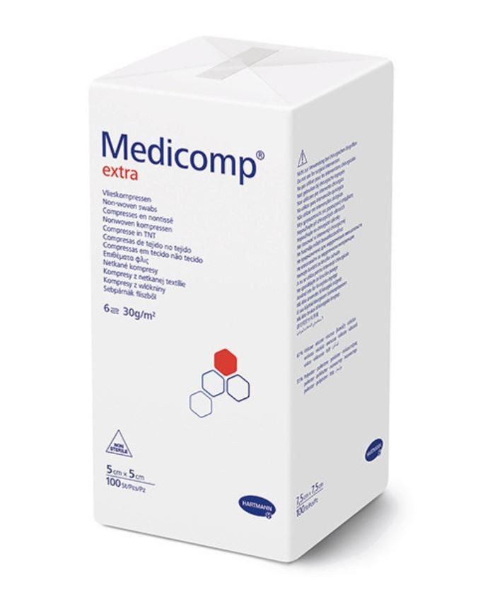 Medicomp Vlieskompressen, Extra 6-fach, S30, 5x5cm, unsteril (100 Stk)