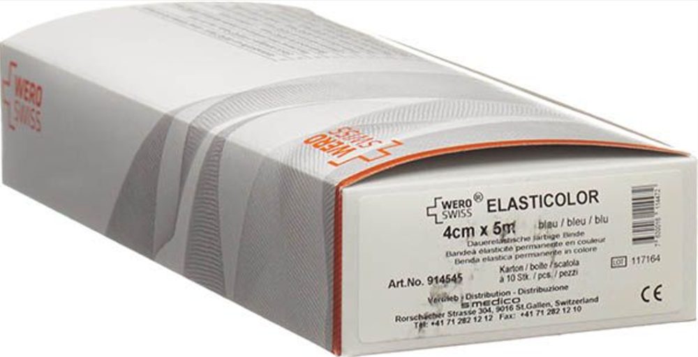 WERO SWISS Elasticolor elastische Binde 5mx4cm blau (10 Stk)