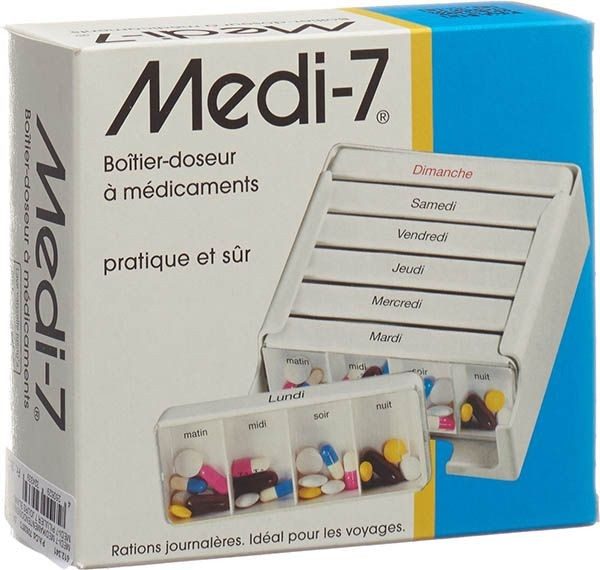 Sahag Medi-7 Medidosierer, 7 Tage, 4 Fächer, weiss, Französisch (1 Stk)