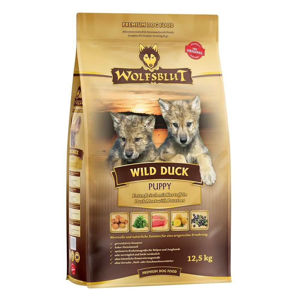 WOLFSBLUT Trockenfutter Hund Junior Wild Duck 12.5 kg