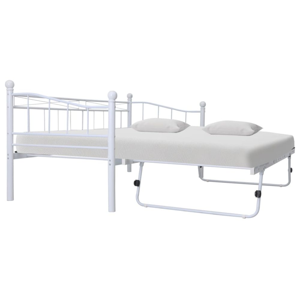 vidaXL Bettgestell Weiß Stahl 180×200/90×200 cm
