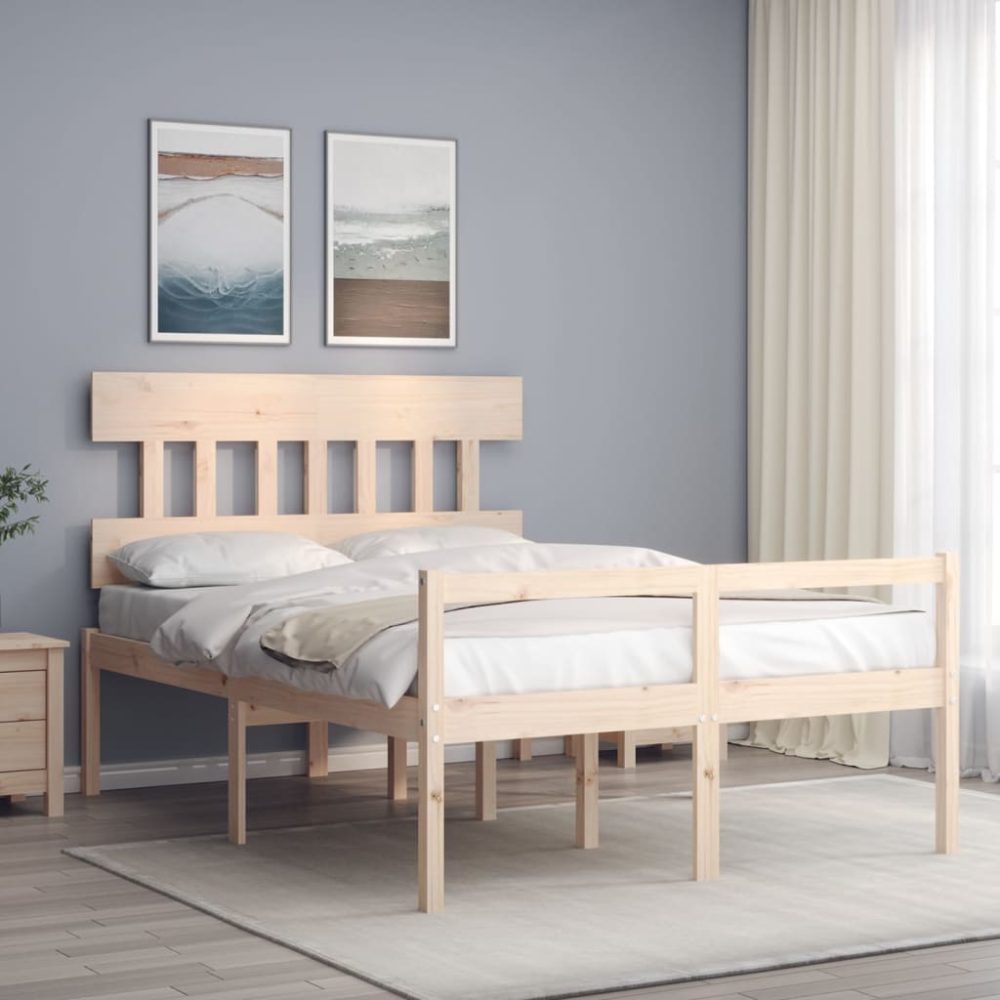 vidaXL Massivholzbett mit Kopfteil 4FT6 Double