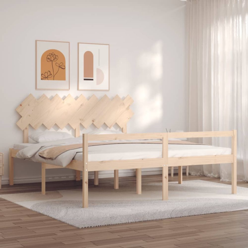vidaXL Massivholzbett mit Kopfteil 6FT Super King