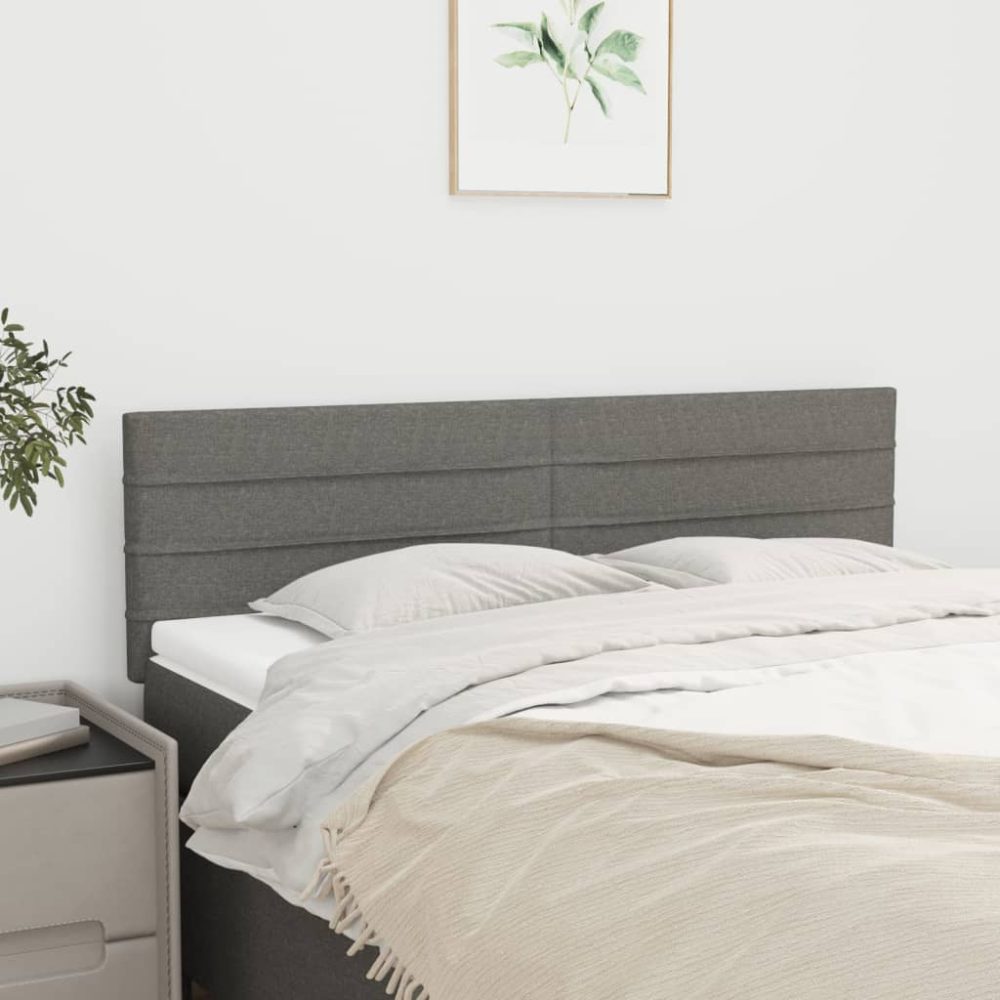 vidaXL Kopfteile 2 Stk. Dunkelgrau 72x5x78/88 cm Stoff