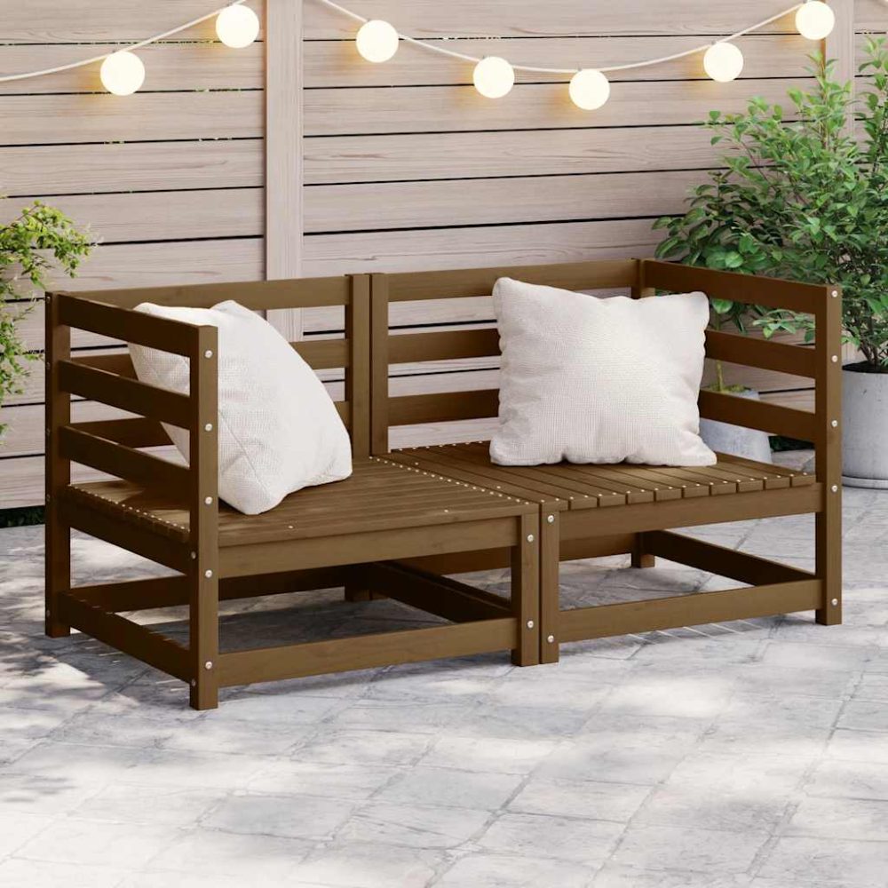 vidaXL Garten-Ecksofas 2 Stk. Honigbraun Kiefer Massivholz