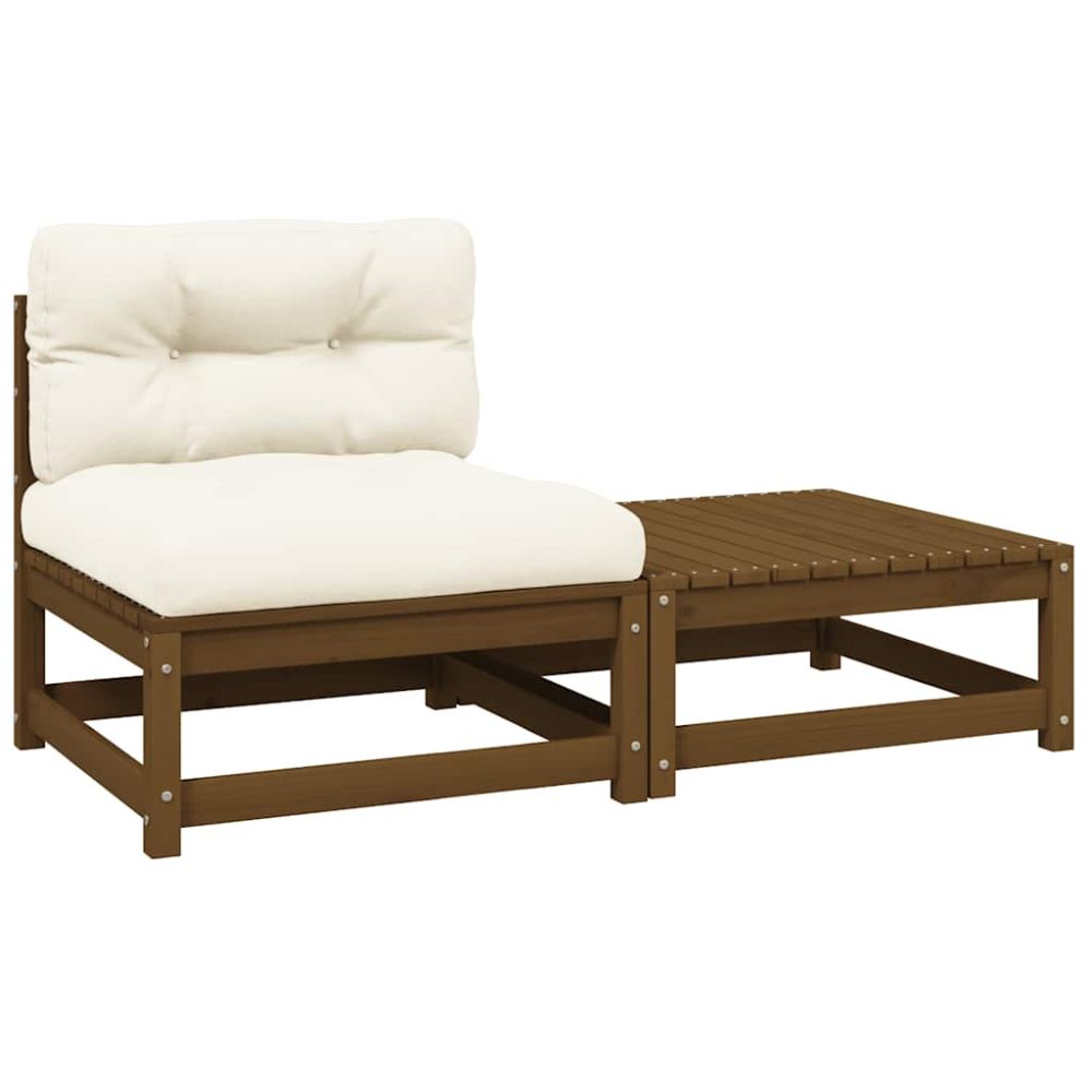 vidaXL 2-tlg. Garten-Lounge-Set mit Kissen Honigbraun Kiefernholz