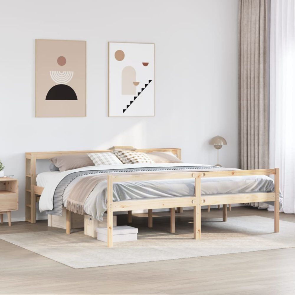 vidaXL Seniorenbett mit Kopfteil 180x200 cm Massivholz Kiefer