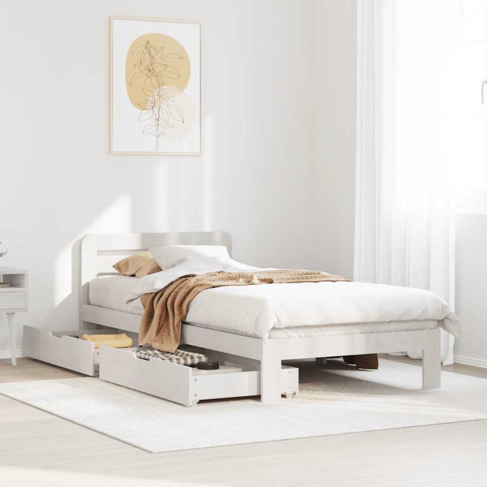 vidaXL Massivholzbett ohne Matratze Weiß 90x190 cm Kiefernholz