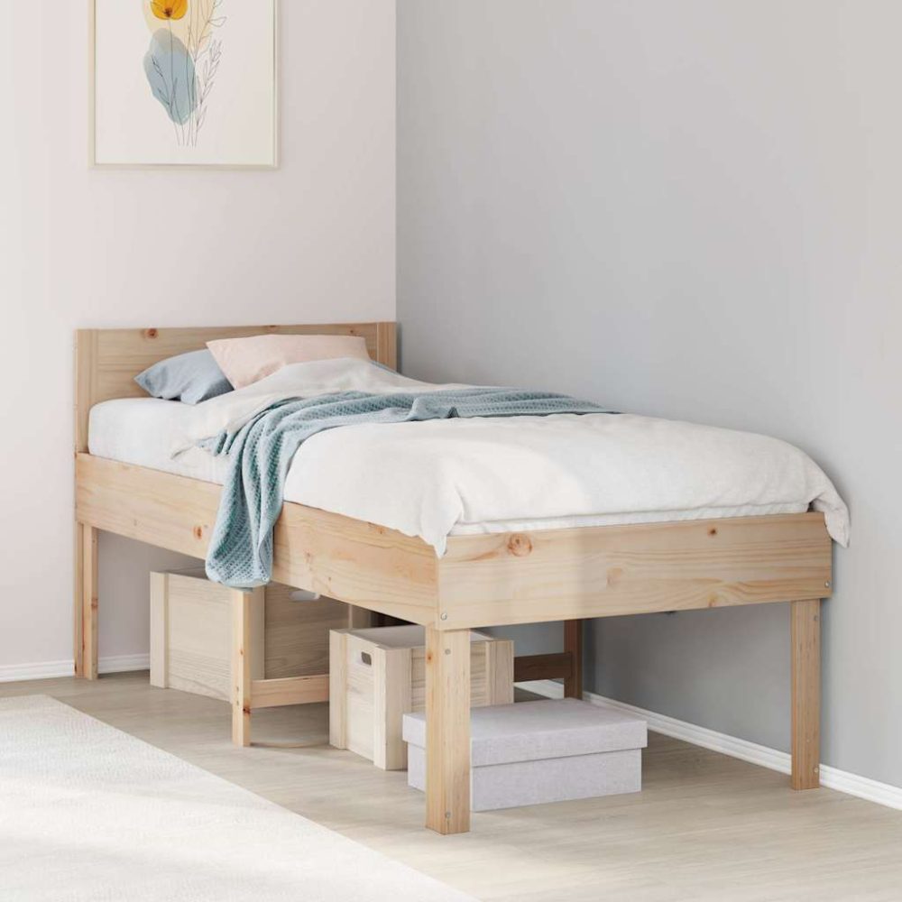 vidaXL Massivholzbett ohne Matratze 75x190 cm Kiefernholz
