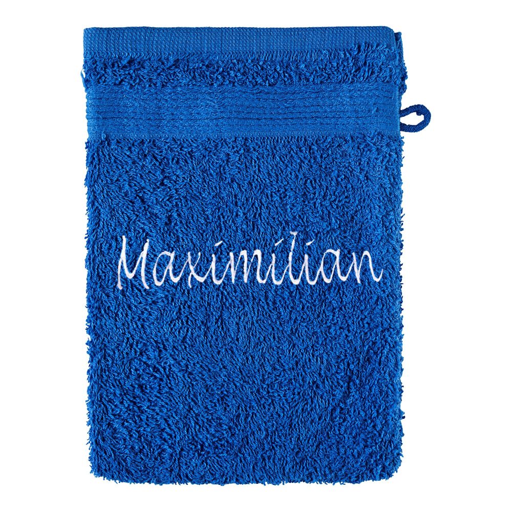 Waschlappen personalisiert mit Namen, 1 Stück, 100% Baumwolle, blau