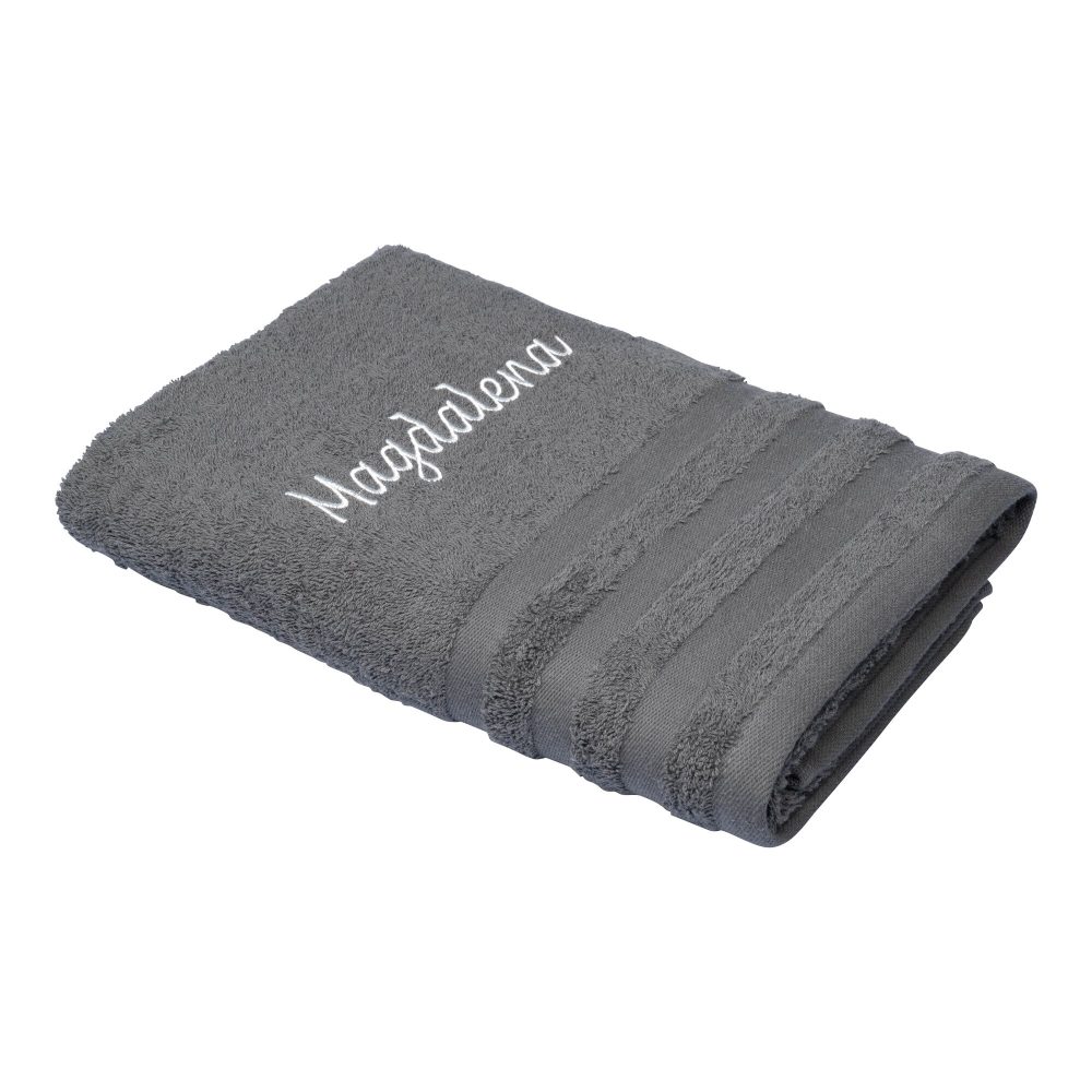 Duschtuch personalisiert mit Namen, 70x140 cm, 100% Baumwolle, anthrazit
