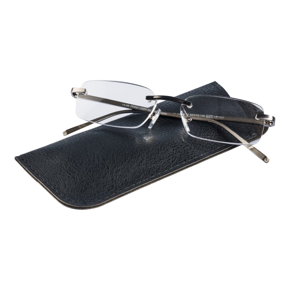 Fertiglesebrille + Gratis Etui, grau