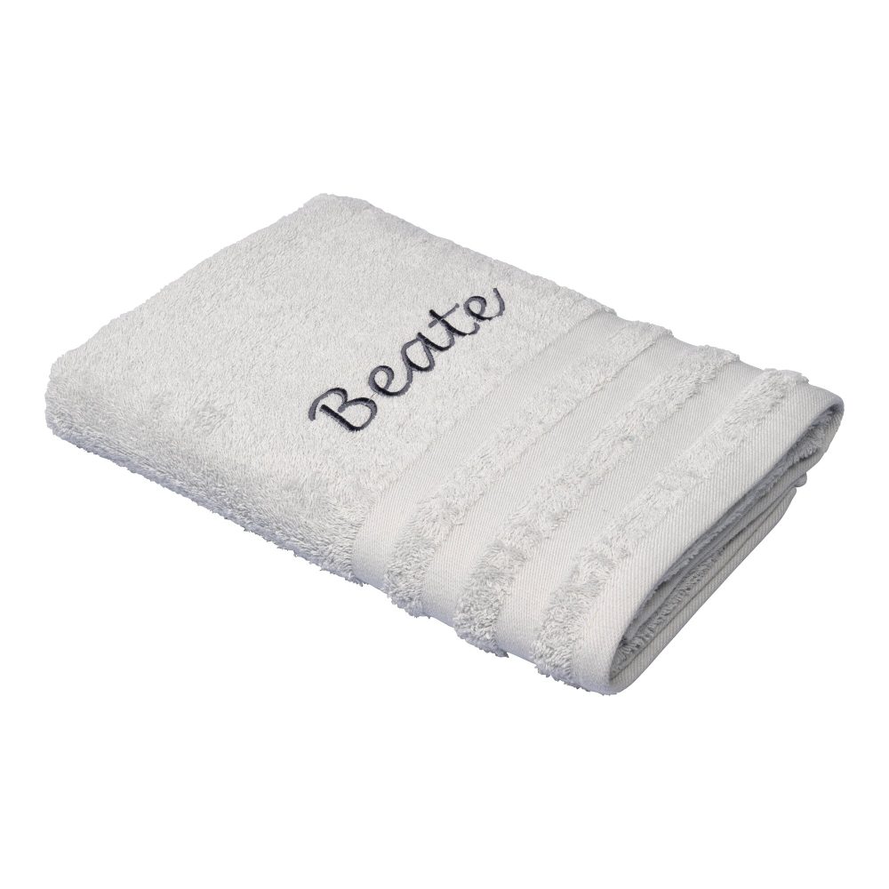 Duschtuch personalisiert mit Namen, 70x140 cm, 100% Baumwolle, silber
