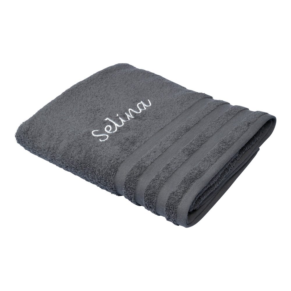 Badetuch personalisiert mit Namen, 150x100 cm, 100% Baumwolle, anthrazit