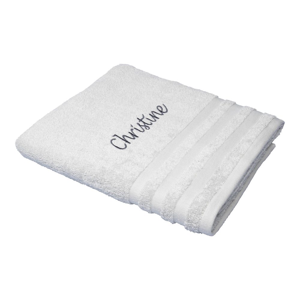 Badetuch personalisiert mit Namen, 150x100 cm, 100% Baumwolle, silber