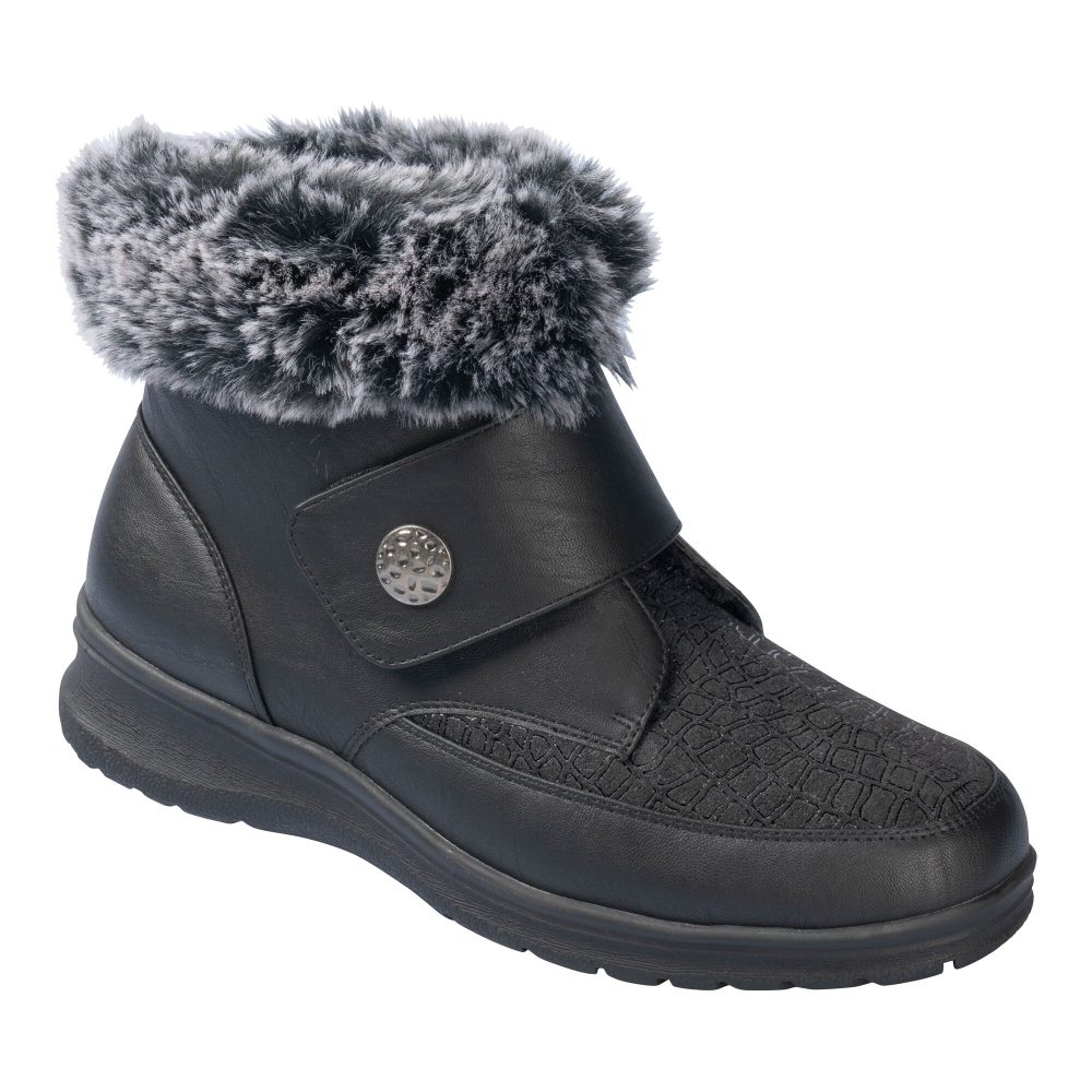 wonderwalk Kuschel-Klettstiefelette ?Steffi?, Größe: 36, schwarz