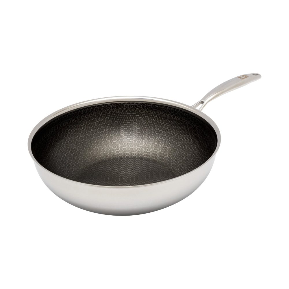 Wok mit Wabenstruktur, Edelstahl, 28 cm