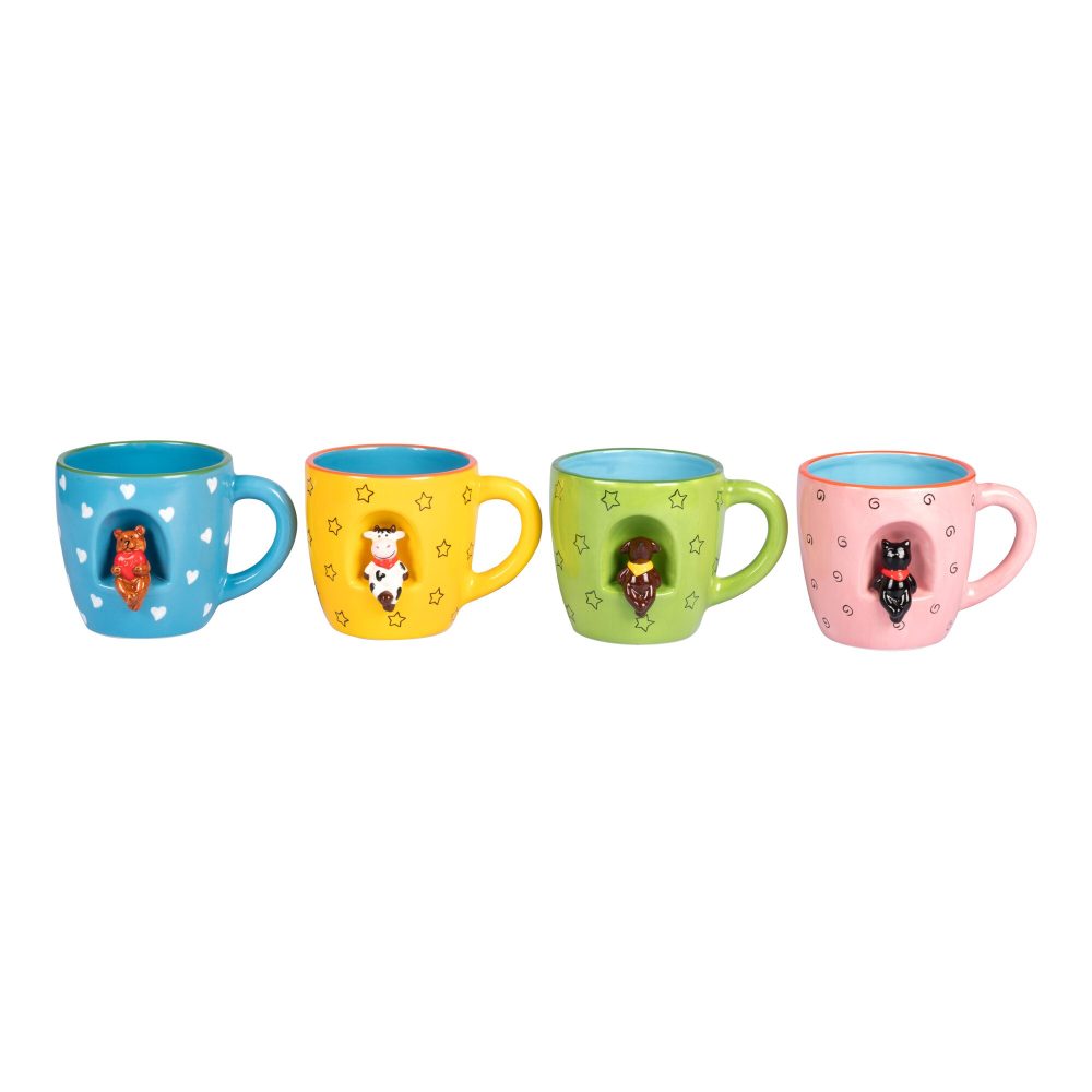 3D-Tassen-Set ?Tiere?, 4 Stück je 380 ml