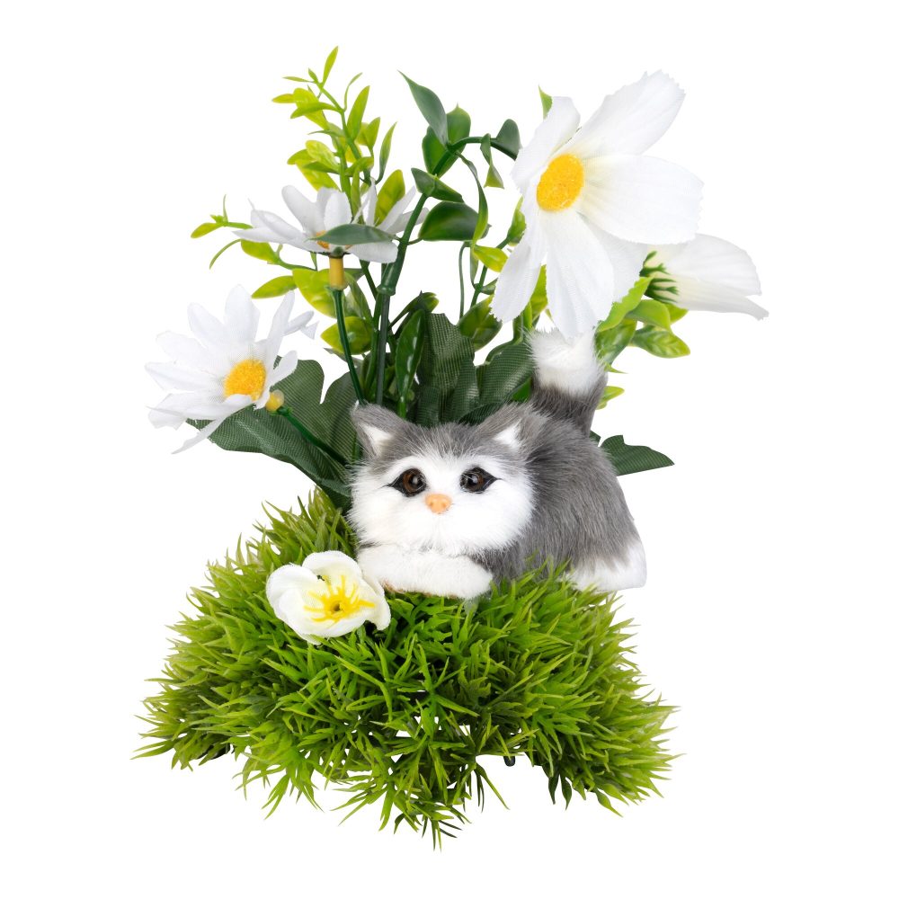 Gesteck ?Kätzchen im Blumenbeet?